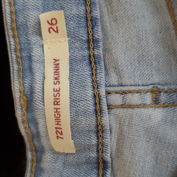 Levis Womens 721 High Rise Skinny Blue Stretch Denim Jeans Size 26 Light Wash - Picture 15 of 16